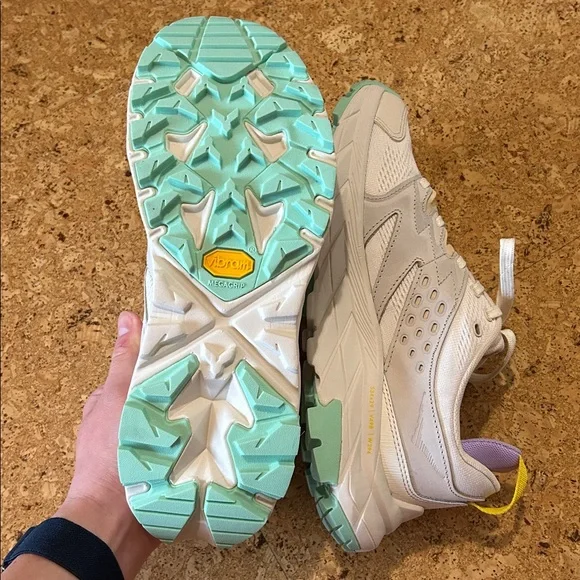 NWOT Hoka Anacapa Breeze Low Trail Hiking Shoes in Alabaster/Mint, Size 8 - Picture 9 of 10